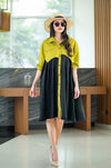 Two-Tone Button-Down Midi Shirt Dress