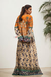 Rust & Green Ethnic Print Long Dress
