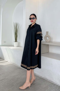 Embroidered Oversized A-Line Shirtdress