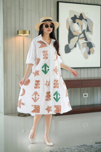 Graphic Arrow Print Shirt Dress – Casual Chic