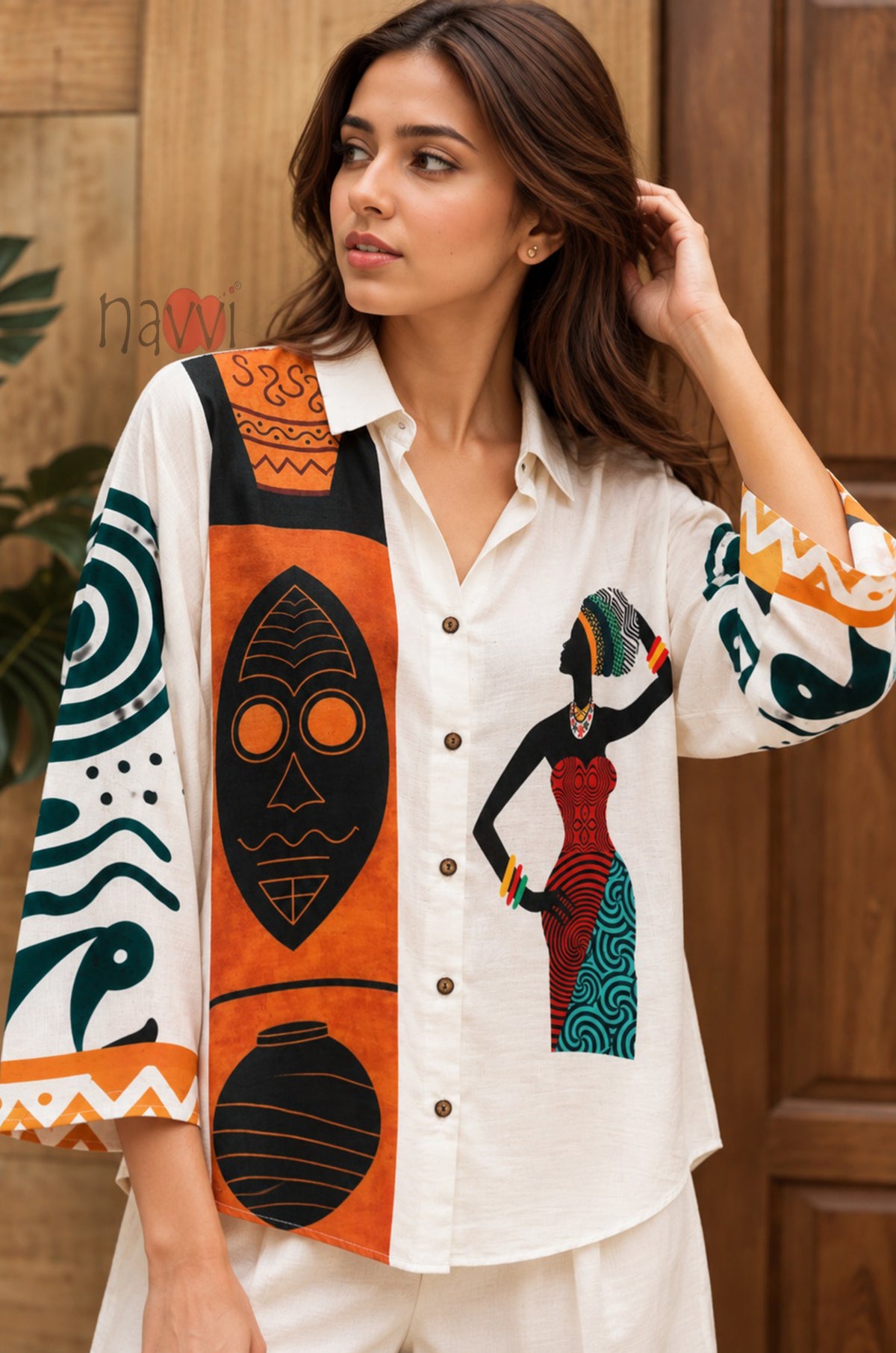 Artistic Patchwork Printed Linen Shirt
