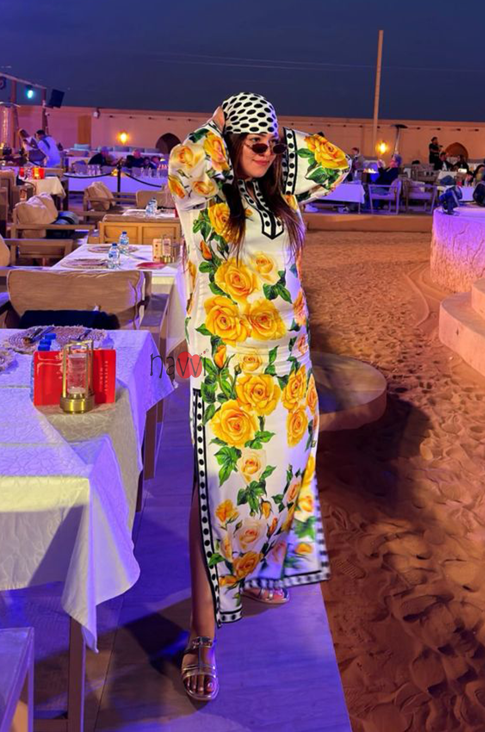 Yellow Rose Printed Kaftan