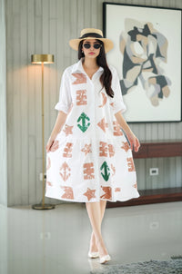 Graphic Arrow Print Shirt Dress – Casual Chic