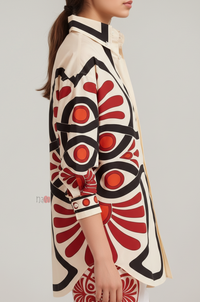 Ivory Retro Motif Statement Shirt