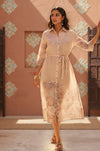 Sheer Linen Blend Floral Print Midi Shirtdress