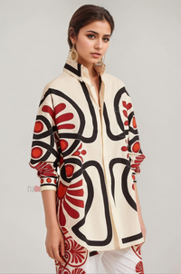 Ivory Retro Motif Statement Shirt