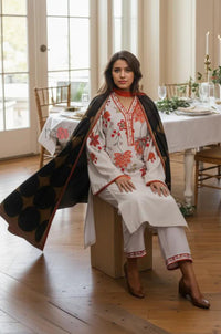 Ivory Floral Straight Kurta Set – Festive Wear