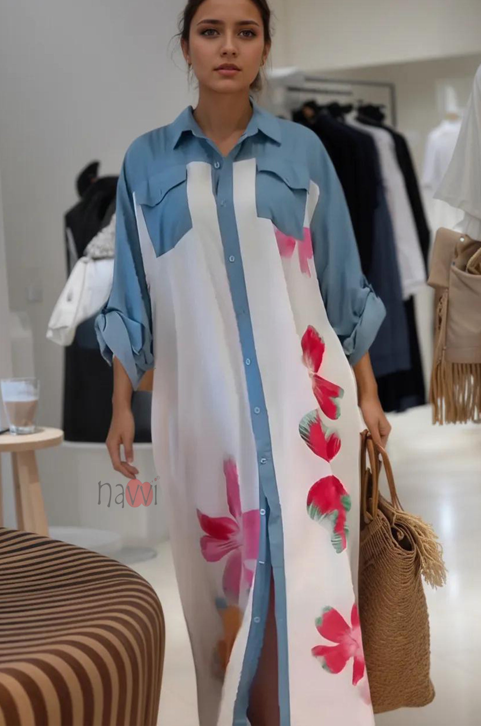 Summer Print Longline Shirt Dress