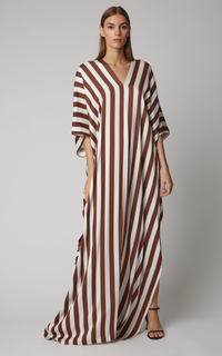 Striped V-Neck Kaftan Dress for Women