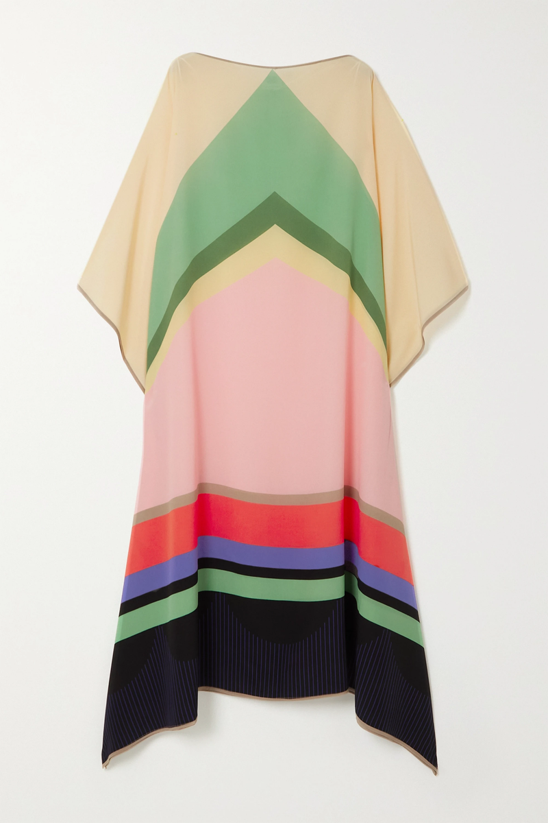 Lotus Silk Crepe Kaftan Dress