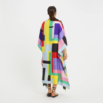 Colourblock Satin Silk Kaftan Dress