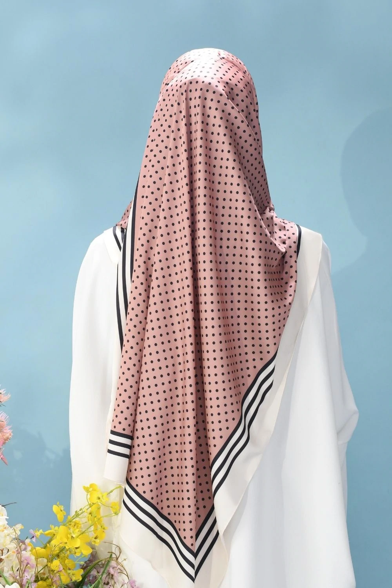 Salmon Black Polka Dot Scarf
