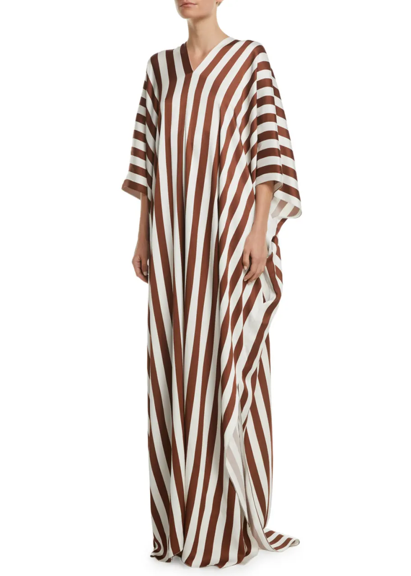 Striped V-Neck Kaftan Dress for Women