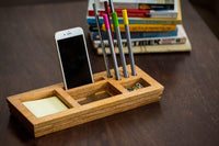 Mango Wood Table Organizer With Post-It Sticky Note - Navvi Lifestyle