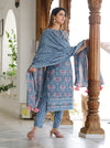 Navvi Navvi.in CottonKurtaSet BluePrintedKurtaSet