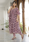 Rose Pink Hand Block Printed Kaftan Set