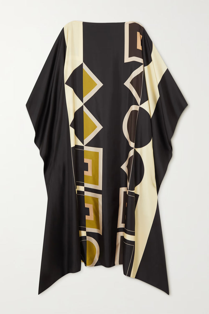 Royal Black & Beige Kaftan Dress 