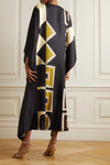 Royal Black & Beige Kaftan Dress 