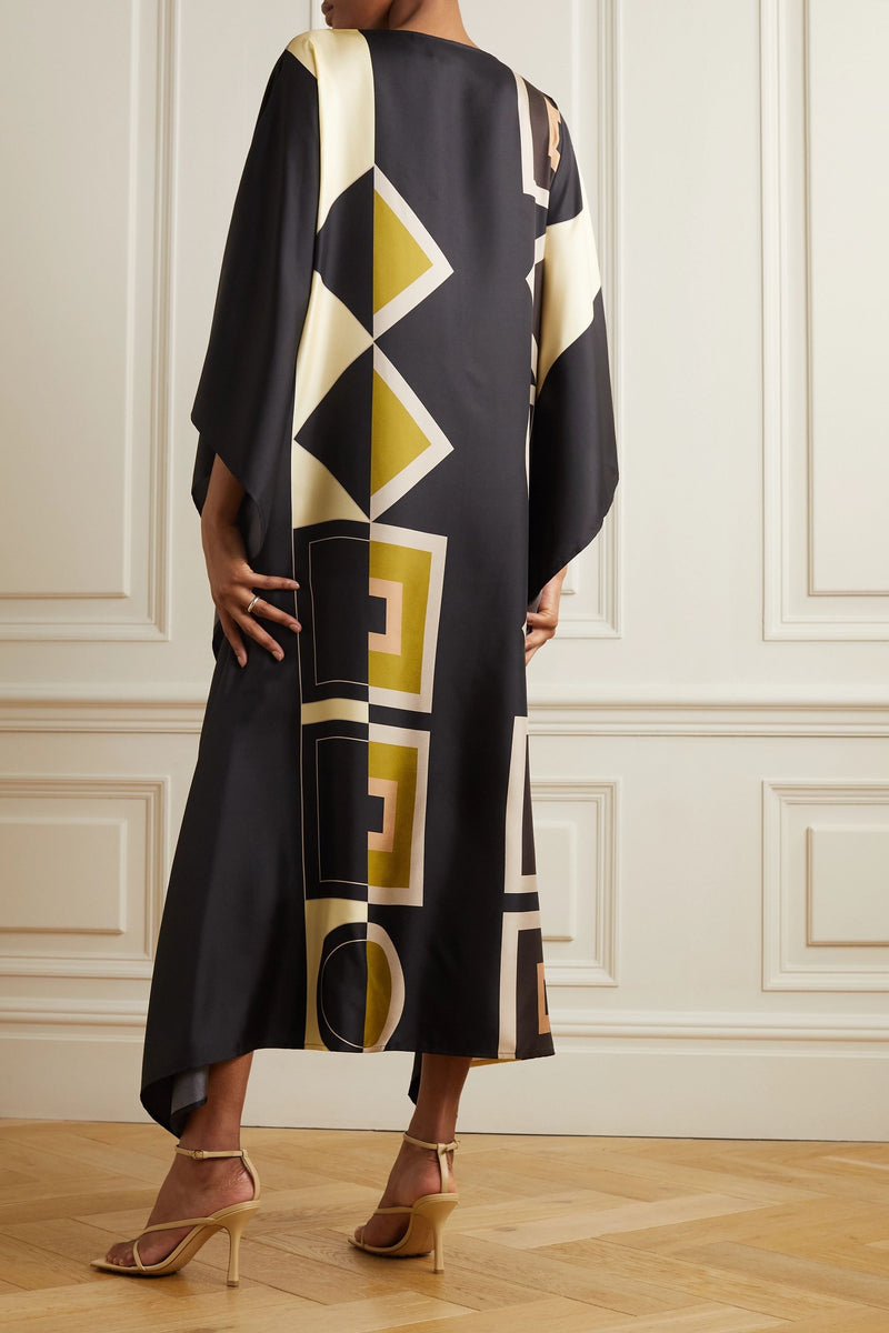 Royal Black & Beige Kaftan Dress 