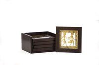 Dhokra Coaster Set With Stand (Available In Set Of 4) - Navvi Lifestyle