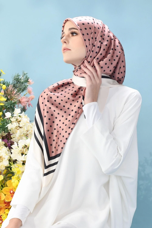 Salmon Black Polka Dot Scarf