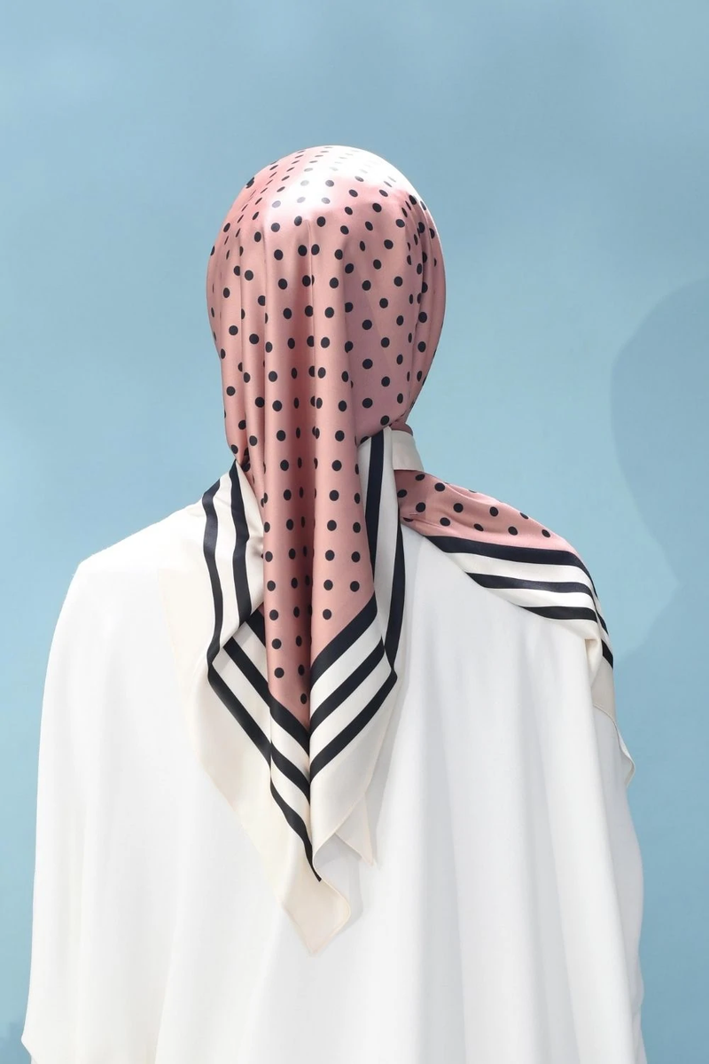 Salmon Black Polka Dot Scarf