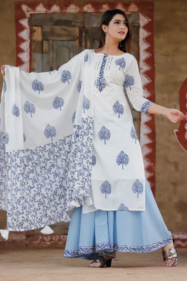 suitset bluesuitset handblockprintsuitset suitsetsforwomen ethnicsuitset ethnicfashion suitwithdupatta onlinefashion newarrival weddingfashion bridetobe festivecollection ethnicapparel womenapparel navvi navvi.in