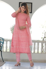 Rose Pink Chikankari Cotton Pant Set
