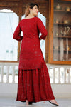 Maroon Chikankari Cotton Palazzo Set