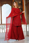 navvi chikankari suit set sharara suit palazzo suit lucknowi ethnic wear traditional wear online maroon suit festive wear 