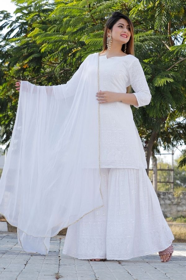 Ivory Gota Patti Lucknowi Chikankari Suit – Dress365days
