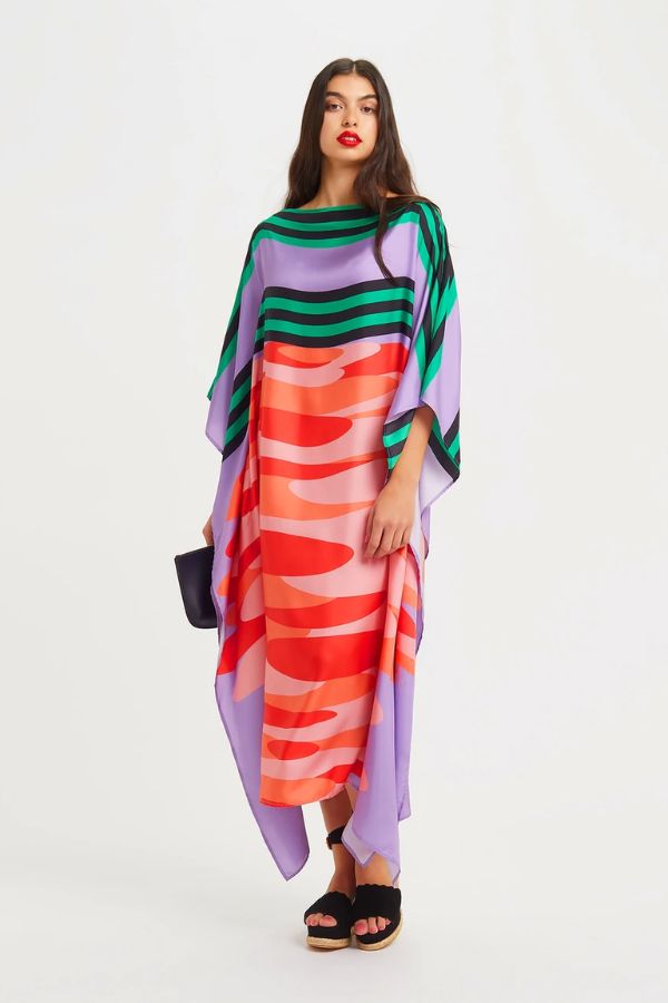 Arabian Female Dress|silk Twill V-neck Kaftan Dress - Traditional African  Abaya For Women