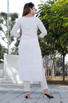 White Chikankari Kuta Full Set