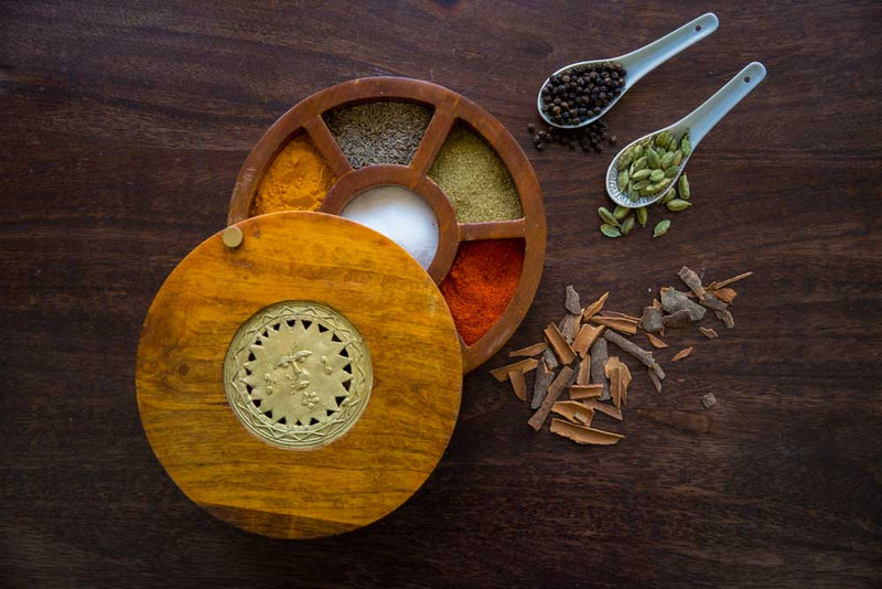 Spice Serveware Box with Dhokra Art - Navvi Lifestyle