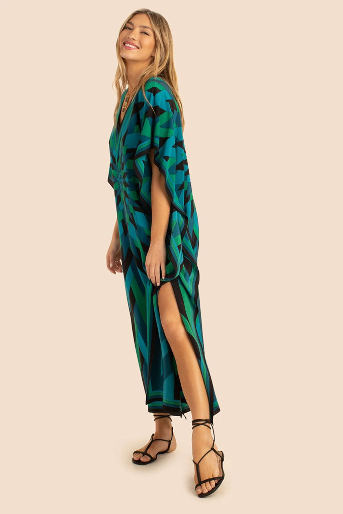 Green Slit Kaftan Dress