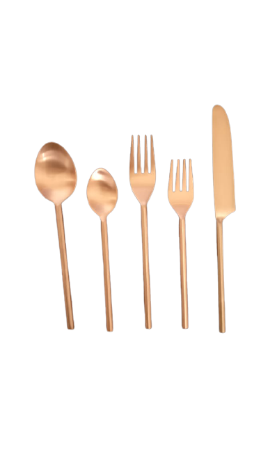 Stainless Steel Cutlery Set with Copper Finish Set of 5 - Navvi.in