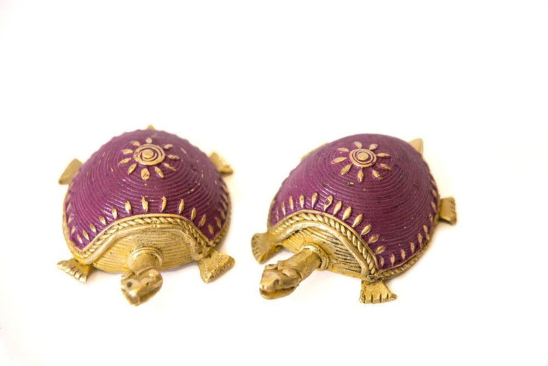 Dhokra Tortoise Table Top Set- Purple - Navvi Lifestyle