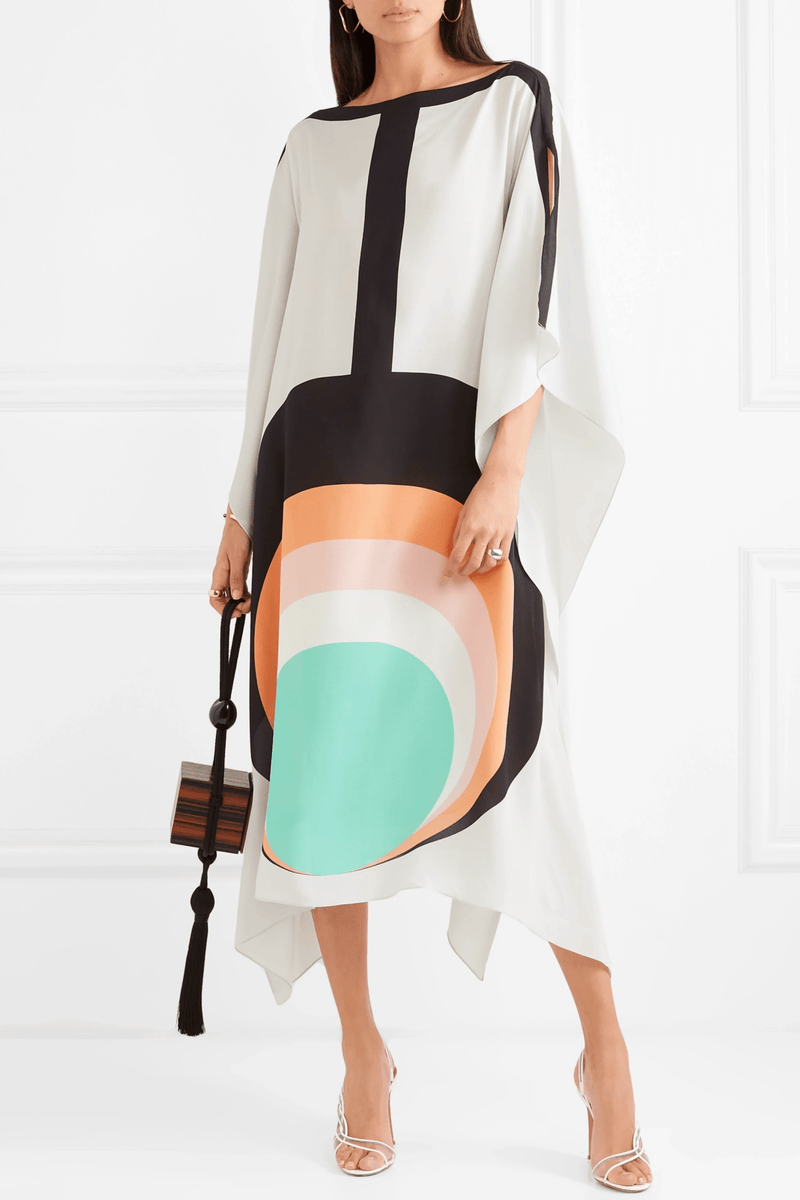 Abstract Print Kaftan Dress - Navvi.in