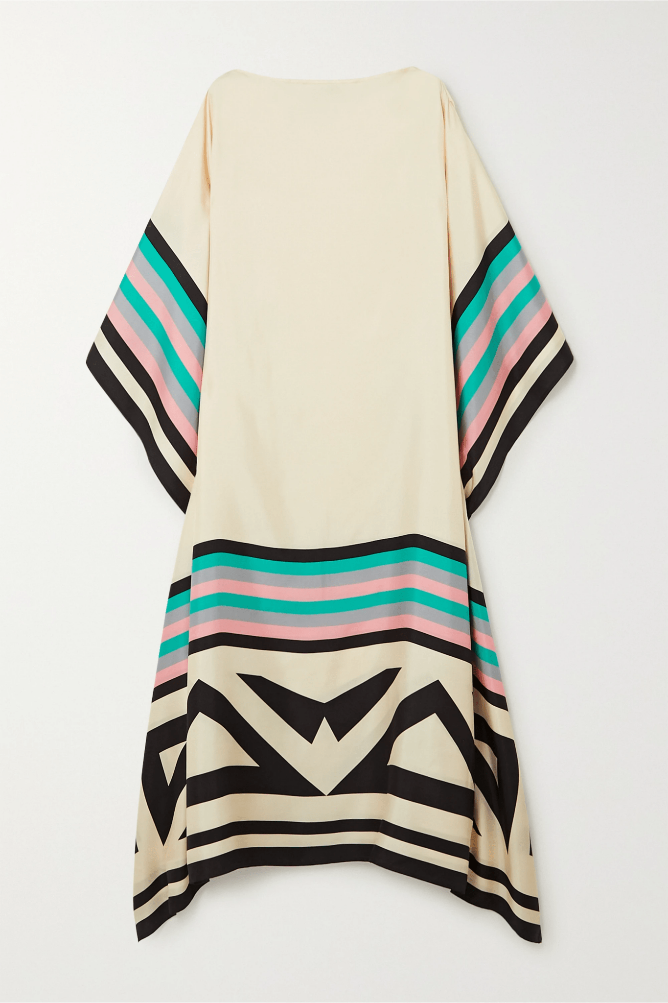 Beige Geometric Kaftan Dress - Navvi.in