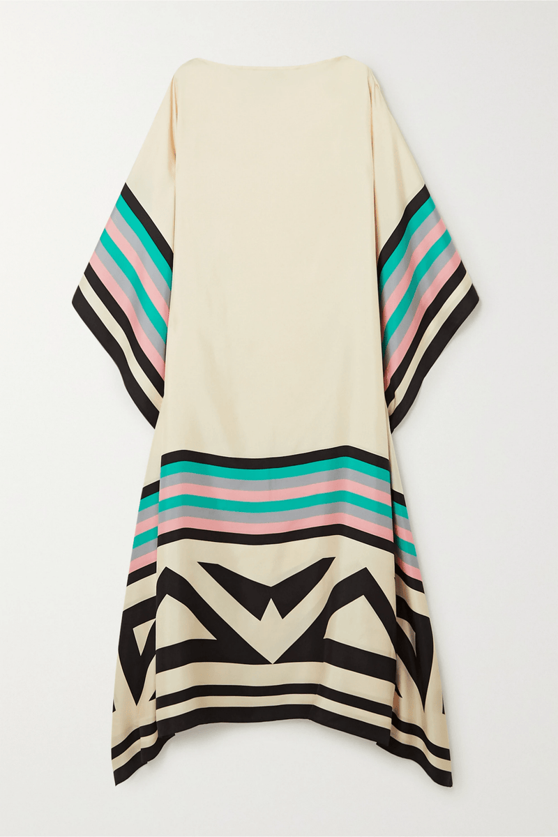 Beige Geometric Kaftan Dress - Navvi.in