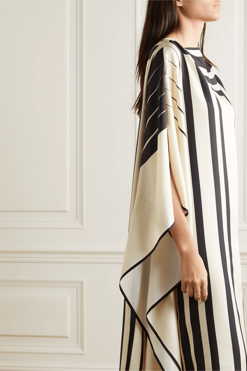 Black & Beige Luxe Kaftan Dress - Navvi.in