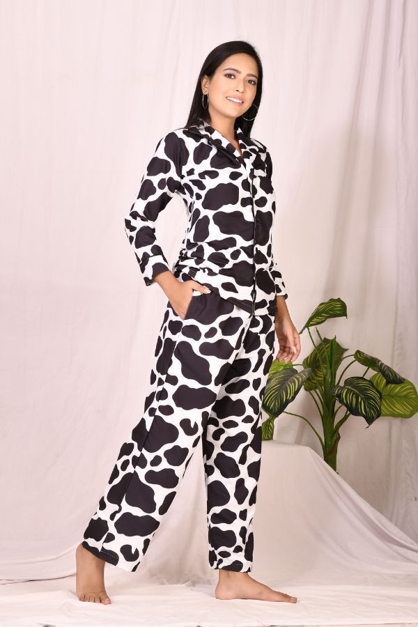 Black Cotton Pajama Set - Navvi.in