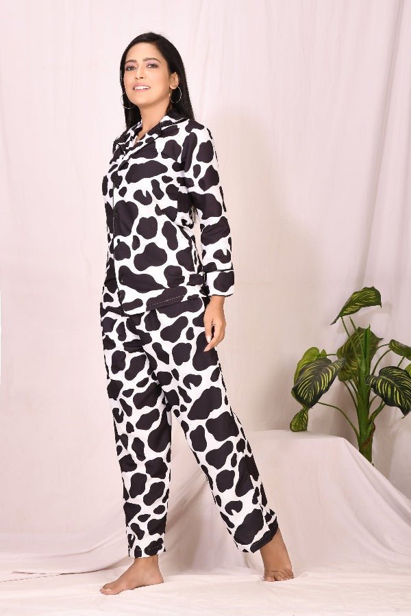 Black Cotton Pajama Set - Navvi.in