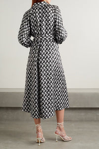 Black & White Satin Dress - Navvi.in