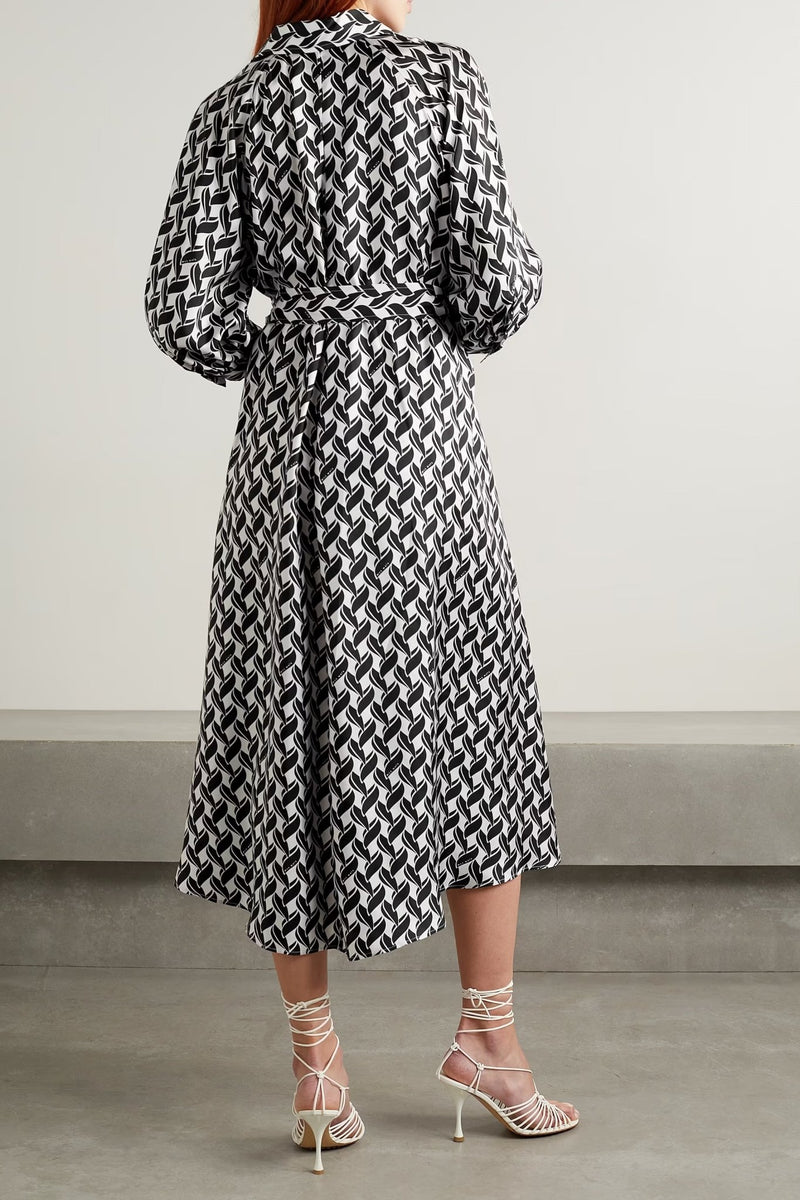 Black & White Satin Dress - Navvi.in