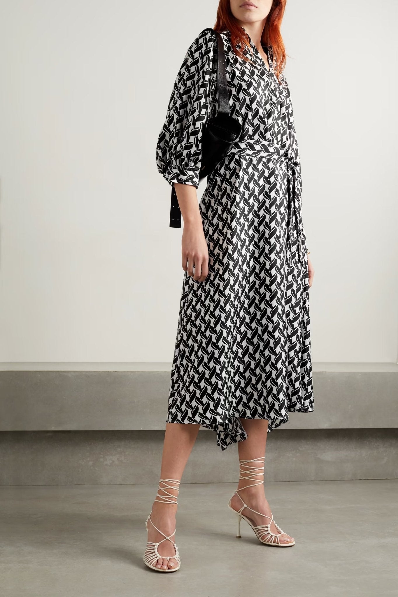 Black & White Satin Dress - Navvi.in