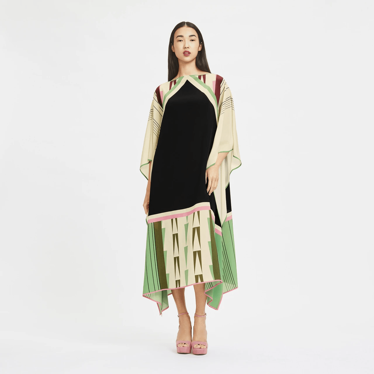 Breezy Silk Kaftan Dress - Navvi.in