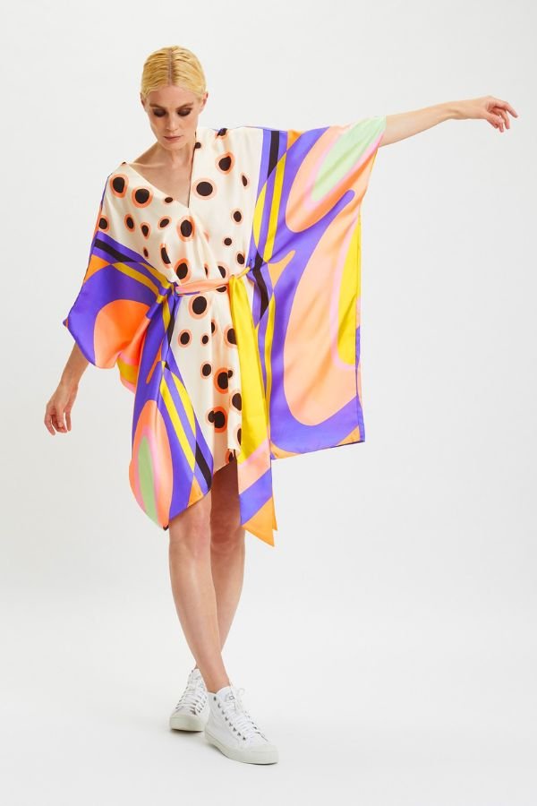 Butterfly Belted Kaftan Dress - Navvi.in