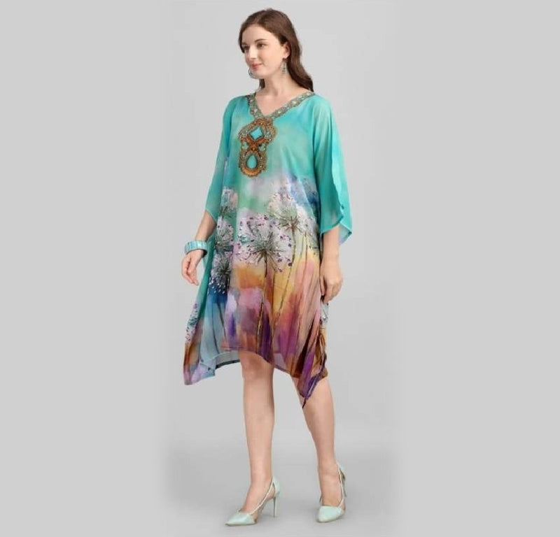 Digital Print Kaftan Dress