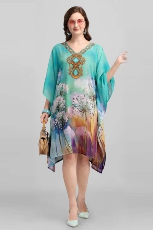 Digital Print Kaftan Dress - Navvi.in